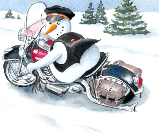 A Snowman on a motor-bike, from 1982